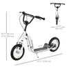 Aosom Dual Brakes Kick Scooter 12-Inch Inflatable Front Wheel Ride On Toy for Age 5+, White