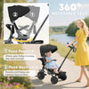 Qaba 6 in 1 Toddler Tricycle for 1-5 Years Old with Push Handle, Removable Canopy, Rotatable Seat, Black