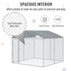 Dog Kennel Outdoor Run Fence with Roof, Steel Lock, Mesh Sidewalls for Backyard & Patio, 9.8' x 9.8' x 7.7'