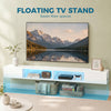 TV Stand with RGB LED Lights, Entertainment Center with Open Shelves for 75 Inch TV, White Wood Grain