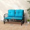 2-Person Outdoor Glider Chair, Patio Double Rocking Loveseat with Steel Frame and Cushions for Backyard, Garden and Porch, Blue