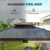 12' x 14' Hardtop Gazebo Canopy with Galvanized Steel Roof, Wood Frame, Double Roof Outdoor Gazebo, Light Walnut