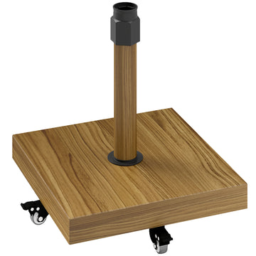 57 lbs Metal Square Patio Umbrella Base Holder, Outdoor Umbrella Stand with Wheels, Heavy Duty Patio Umbrella Stand Base for Garden, Poolside, Nature Wood