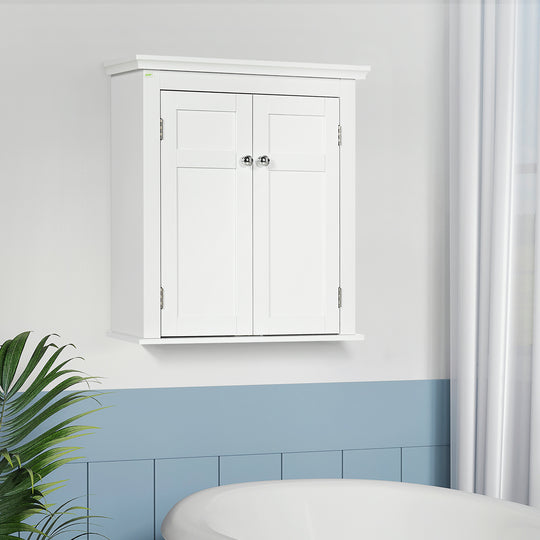 Meuble de salle de bain, Armoire à pharmacie, Meuble de rangement mural au-dessus des toilettes avec étagères réglables pour l'entrée, Blanc