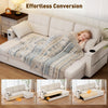 Convertible Sectional Sofa Bed, Pull Out Sleeper Sofa Couch with USB‑A+C, Chaise Storage, L-Shaped Futon Couch, Beige