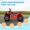 6V Quad Kids Electric Car with Wear-resistant Wheels, for Boys and Girls Aged 18-36 Months, Red