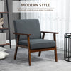 Modern Accent Chairs with Cushioned Seat, Upholstered Linen-Feel Armchair for Bedroom, Living Room, Dark Gray