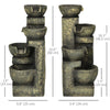 Outdoor Fountain Cascading Waterfall with 4-Tier Stone Look Bowls, Adjustable Flow & LED Lights for Patio Garden