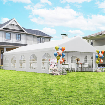 20'x33' Heavy Duty Large Party Tent & Carport with Removable Sidewalls, Portable Garage Canopy Tent, White And Grey
