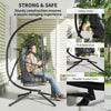 Hanging Egg Chair with Stand, Foldable Wicker Rattan Swing Chair with Thick Cushion and Safety Rope, Grey