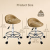 PU Leather Rolling Stool, Height Adjustable Swivel Salon Chair with Backrest and Foot Rest for Spa, Tattoo, Light Brown