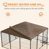 6.9' x 6.9' x 5' Outdoor Dog Kennel with Canopy, Rotating Bowls, Coffee
