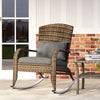 Adirondack Chair, Outdoor Wicker Rocking Chair with High Back, Seat Cushion and Pillow for Porch, Balcony, Grey/Yellow