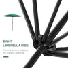 10' x 8' Round Market Umbrella, Patio Umbrella with Crank Handle and Tilt, Outdoor Parasol for Garden, Bench, Lawn, Green