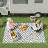 Reversible Outdoor RV Rug, Patio Floor Mat, 5' x 8' Plastic Straw Rug for Backyard, Deck, Beach, Camping, Grey & White