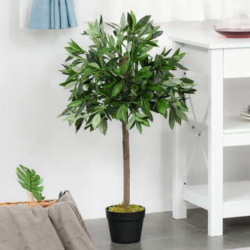 3FT Artificial Laurel Tree Set of 2, Lifelike Fake Plant with 564 Leaves, Potted Fake Plant for Home Office Decor, Green
