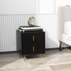 Bedside Table, Modern Nightstand with 2 Drawers, Side End Table with Metal Legs for Living Room, Bedroom, Black