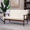 Compact Loveseat Sofa Couch Linen Fabric Double Seat Sofa with Rubber Wood Legs