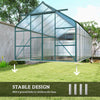 16' x 8' Aluminum Polycarbonate Greenhouse Walk-in Garden Greenhouse Kit with Adjustable Roof Vent, Rain Gutter and Sliding Door for Winter