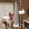 9ft Christmas Tree with Colourful DIY Synchronized LEDs, Hinged Pencil Xmas Tree with Remote, Daily Timer, White