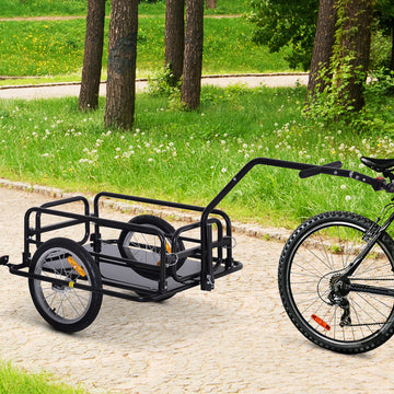 Folding Bicycle Cargo Trailer Utility Bike Cart Carrier Garden Patio Tool with Hitch Black