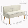 Modern 2 Seater Sofa, Upholstered Two Seater Couch with Rubber Wood Legs