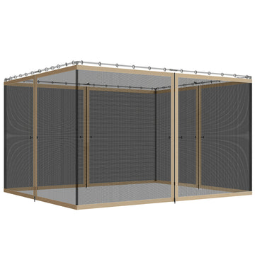 Replacement Mosquito Netting for Gazebo 10' x 12' Black Screen Walls for Canopy with Zippers, Khaki