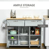 Modern Kitchen Island, Utility Kitchen Serving Cart with 2 Storage Drawers & Cabinets for Dining Room, Gray