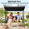 3-Seater Swing Chair Covered Garden Hammock A-Frame Outdoor Porch Glider Sling Seat with Adjustable Canopy Cover, Black