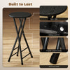 Set of 4 Foldable Barstools, Counter Height Bar Stools with Footrest and Steel Legs for Kitchen Island, Black