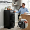 3 Drawer File Cabinet with Lock, Vertical Filing Cabinet with Adjustable Hanging Bars for A4 and Letter Size, Black