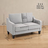 Loveseat Sofa, Modern Couch with Pocket Spring, Linen Upholstered, Thick Padded, Light Grey