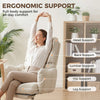 Office Chair with Foot Rest, Ergonomic Reclining Computer Gaming Chair w/ Snow Flannel Fabric, Thick Cushion, Cream White