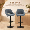 Swivel Bar Stools Set of 2, Linen Upholstered Counter Height Barstools with Round Metal Base