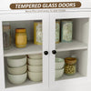Sideboard Buffet Cabinet with Storage, Coffee Bar Cabinet with Glass Doors and Adjustable Shelves, Distressed