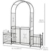 7.2FT Metal Garden Arch with Gate, 2 Side Planter Baskets, Garden Arbor Archway Trellis for Roses and Climbing Plants, Black