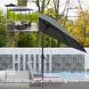 10' x 8' Round Market Umbrella, Patio Umbrella with Crank Handle and Tilt, Outdoor Parasol for Garden, Bench, Lawn, Grey