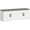 Shoe Bench with Cushion Shoe Storage Bench with Doors Adjustable Shelves for Entryway, White