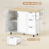 Kitchen Island with Drop Leaf, Rolling Kitchen Cart with Power Outlet, Cabinet, 3 Drawers, Spice Rack, Towel Bar