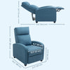 Single Recliner Sofa, Manual Home Theater Seating, Single Reclining Sofa Chair with Padded Seat for Living Room, Blue