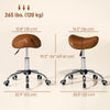 Cosmetic Stool 360° Rotate Height Adjustable Salon Massage Spa Chair Hydraulic Rolling Faux Leather Saddle Stool, Brown