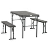 Folding Picnic Table with 2 Benches, 3-Piece Portable Outdoor Picnic Table Bench Set for 4, Patio Dining Table Set with Plastic Top, Steel Frame for Garden, Dark Grey
