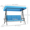 3-Seat Outdoor Porch Swing Patio Swing with Adjustable Canopy, Side Tray, Removable Cushion for Garden, Poolside