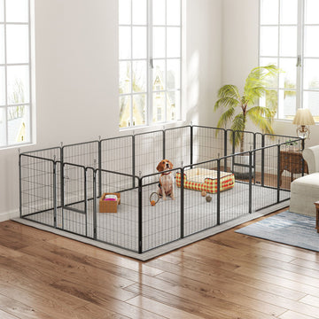 16 Panels Dog Playpen with Strap, Portable & DIY, for Medium Dogs, for Yard, RV, Camping, Garden, 31.5