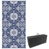 Portable Outdoor Rug with Carry Bag, 9' x 18' Reversible Mat, Waterproof Plastic Straw RV Rug for Backyard, Deck, Picnic, Beach, Camping, Blue & White Flower