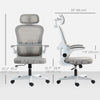 Mesh Office Chair, Ergonomic Desk Chair with Flip-up Armrest, Rotatable Headrest, Adjustable Lumbar Support, Black