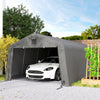 12' x 20' Portable Garage, Heavy Duty Carport Canopy with Ventilation Windows and Large Roll-up Door, Light Grey