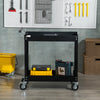 Rolling Tool Cart, 2 Tier Mobile Service Utility Cart with Wheels, Black