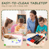 Qaba Kids Table and Chair Set with 4 Chairs, Adjustable Height, Easy to Clean, for 1.5 - 8 Years Old, Pink