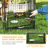Outdoor Dog Kennel with 2 Rooms, Rotating & Adjustable Height Bowls, Waterproof UV-Resistant Cover, 16.2' x 4.7' x 5.1'